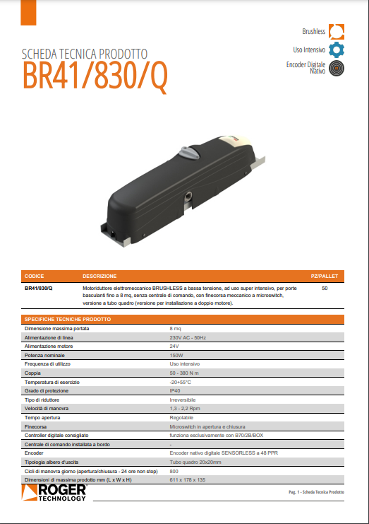 Motoriduttore elettromeccanico BRUSHLESS BR41830Q